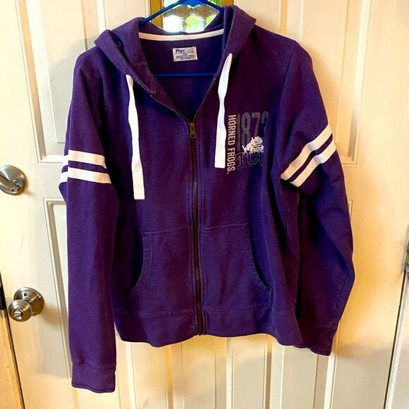 TCU Zip Up Jacket Large Pro Edge Hoodie Purple - Picture 1 of 10